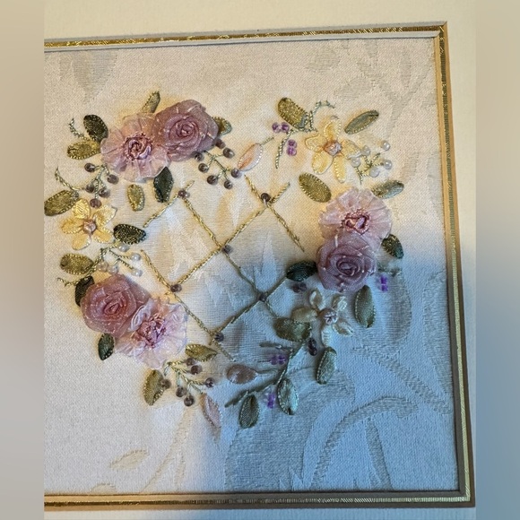 Ribbon Embroidery Art Work 3D Ribbon
Flowers with Beautiful Gold Ornate.… - Picture 2 of 5